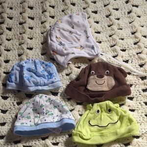 Carter's Animal-Themed Beanie Set - Brown, Green, Blue